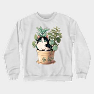 Black Cat and Plants Crewneck Sweatshirt